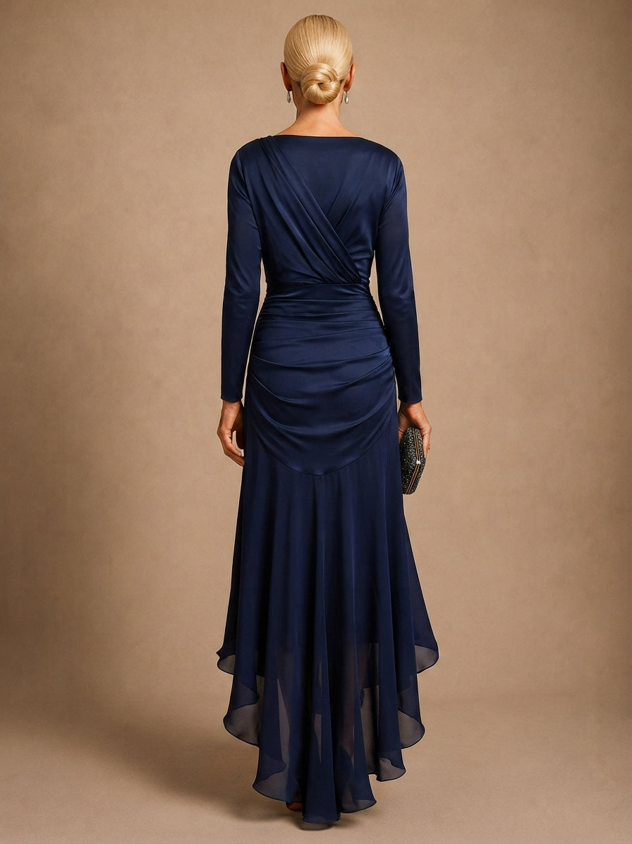 Palma | Draped Satin Maxi Dress With Ruffle Details