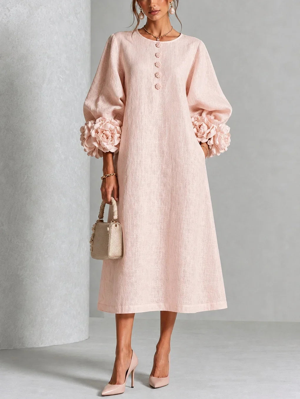 Celeste™ Floral Cuff Midi Dress