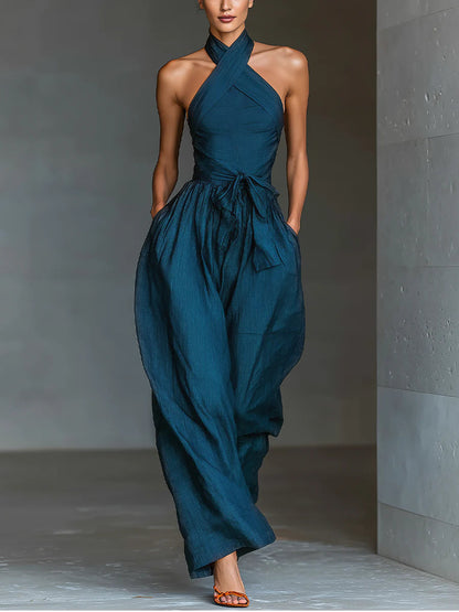 Nadia Halter Wide-Leg Jumpsuit