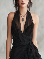 Lucienne | Halter Lace Ruffled Mini Dress