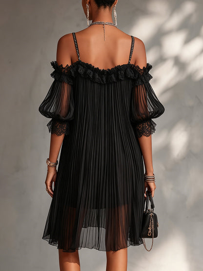 Vittoria | Black Chiffon Off-Shoulder Mini Dress