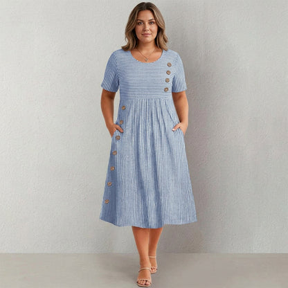 Pia - Striped Button Dress