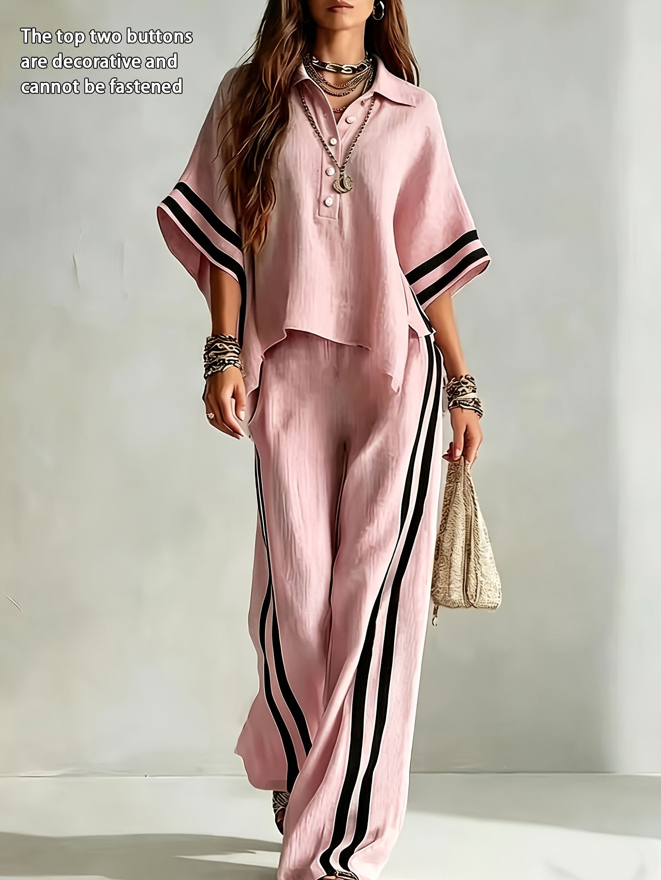2PCSNew Women's Short Sleeved Shirt Loose Pants 2pcs Set