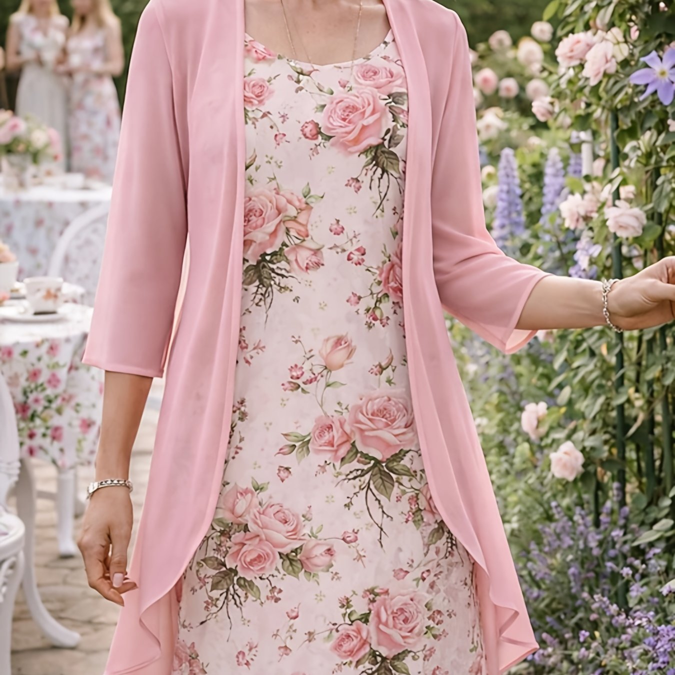 Women's Fashionable Elegant 2pcs Chiffon Dress Set Sophisticated Design with Matching Top and Skirt Feminine Chic Casual Daytime to Evening Wear Travel Outing Weekend Errands Lounge Wear Comfortable Fashionable Outfit Spring Summer
