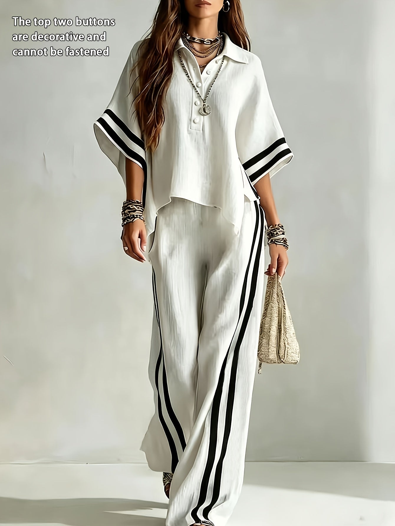 2PCSNew Women's Short Sleeved Shirt Loose Pants 2pcs Set