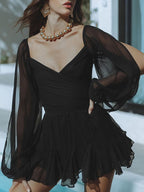 Women's Chiffon Ruffled Mini Dress