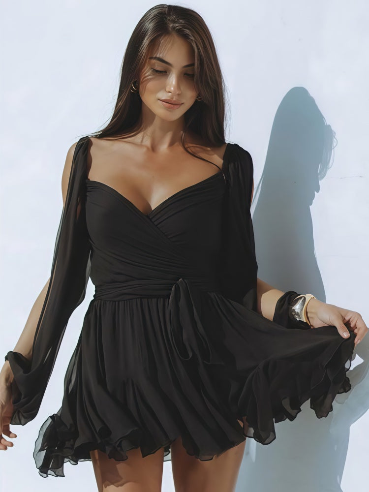 Women's Chiffon Ruffled Mini Dress