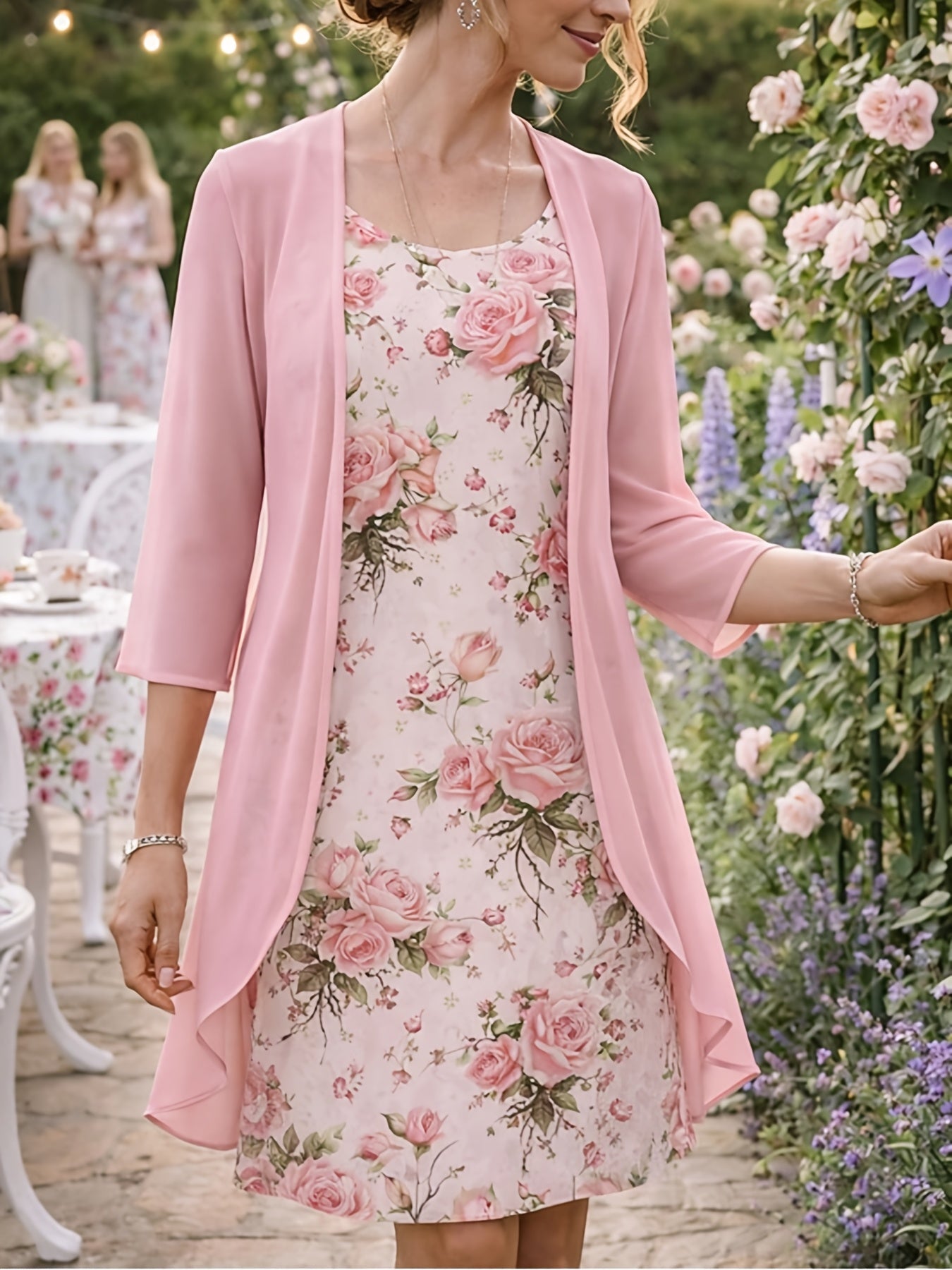 Women's Fashionable Elegant 2pcs Chiffon Dress Set Sophisticated Design with Matching Top and Skirt Feminine Chic Casual Daytime to Evening Wear Travel Outing Weekend Errands Lounge Wear Comfortable Fashionable Outfit Spring Summer