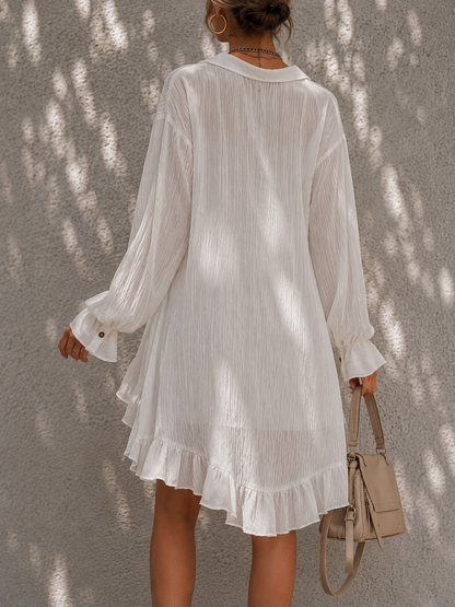 Glazielle | Crinkle Chiffon Shirt Dress