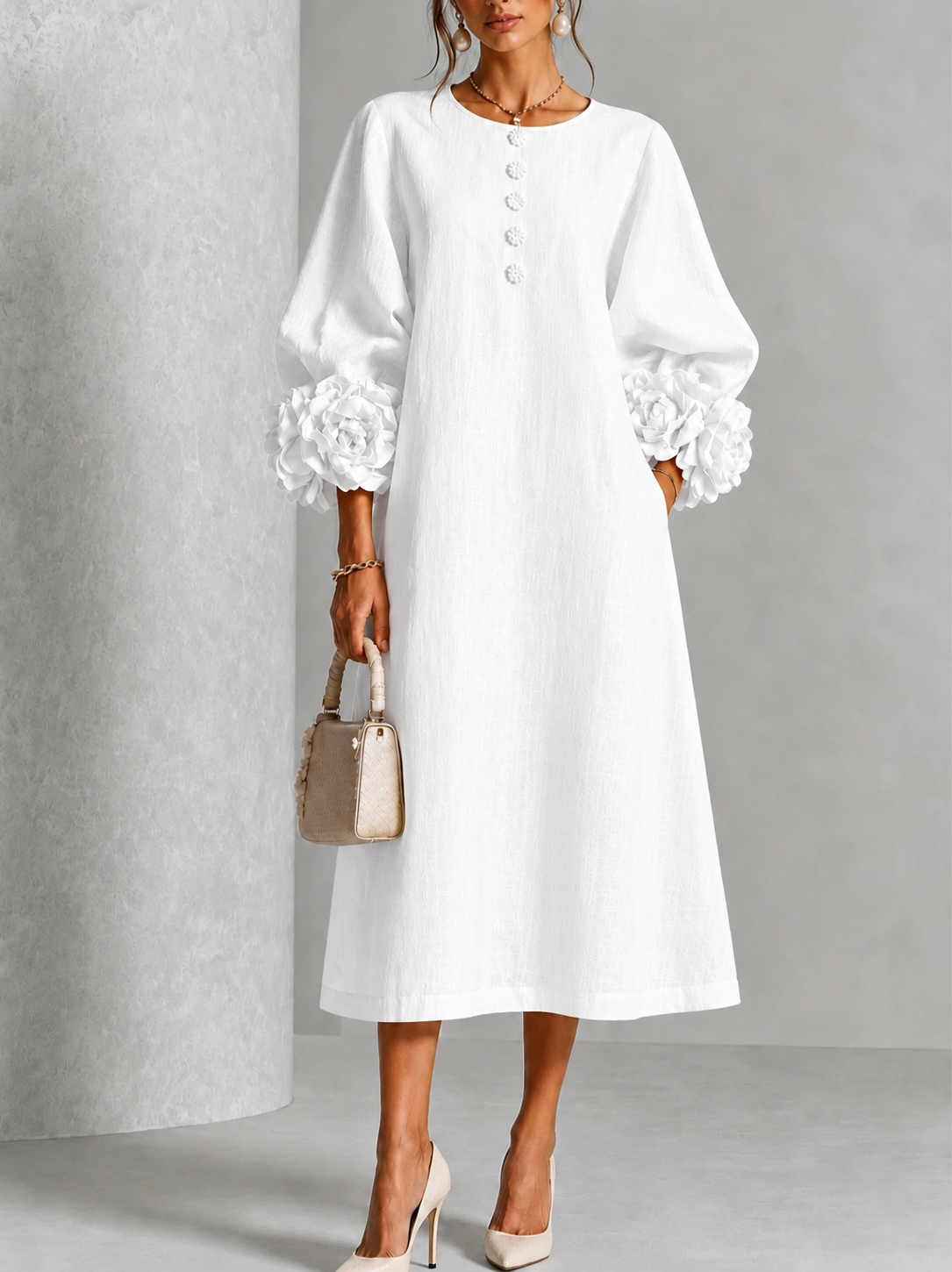 Celeste™ Floral Cuff Midi Dress