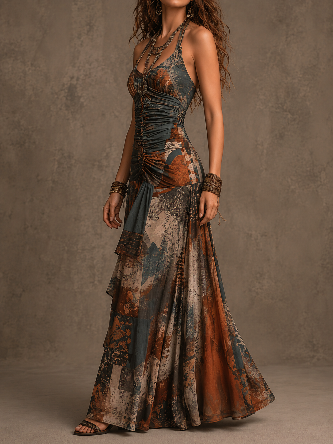 Sienna™ – Bohemian Patchwork Maxi Dress