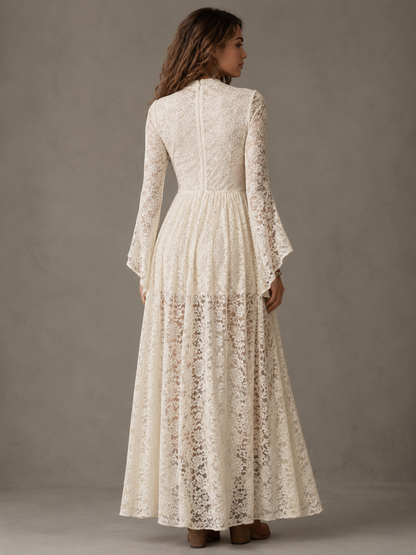 Elowen™ – Ivory Lace Maxi Dress