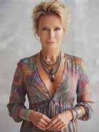 Vintage Paisley Print V neck Dress With Tie Waist