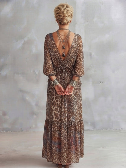 Elevated Leopard Print Twist-Front Maxi Dress