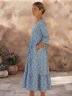 Blue Meadow Easy-Wear Floral Midi Dress