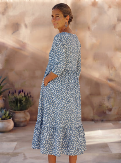 Blue Meadow Easy-Wear Floral Midi Dress
