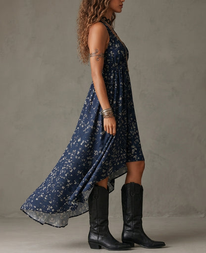 Serena™ – Midnight Bloom Halter Dress