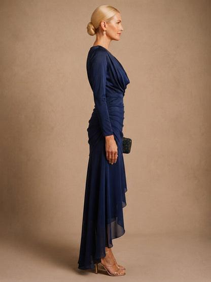 Palma | Draped Satin Maxi Dress With Ruffle Details