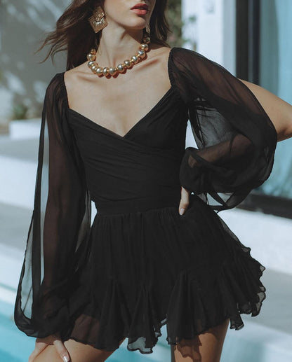 Women's Chiffon Ruffled Mini Dress