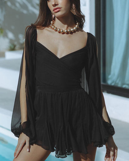 Women's Chiffon Ruffled Mini Dress