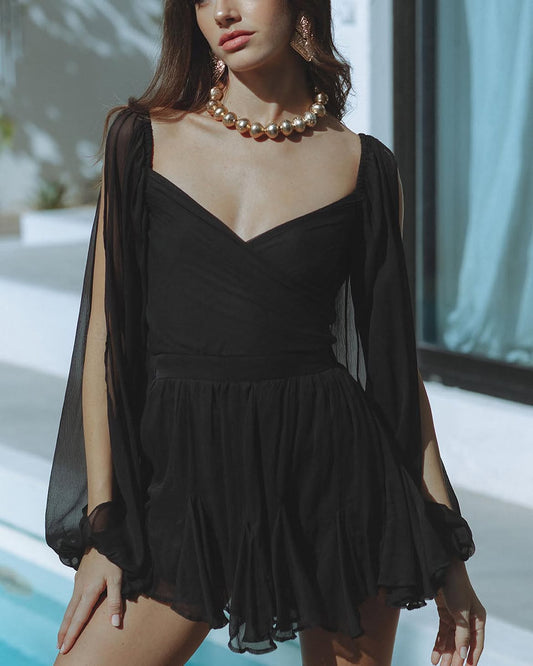 Women's Chiffon Ruffled Mini Dress