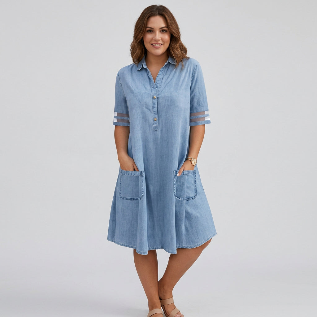 Saoirse - Figure Flattering Denim Dress