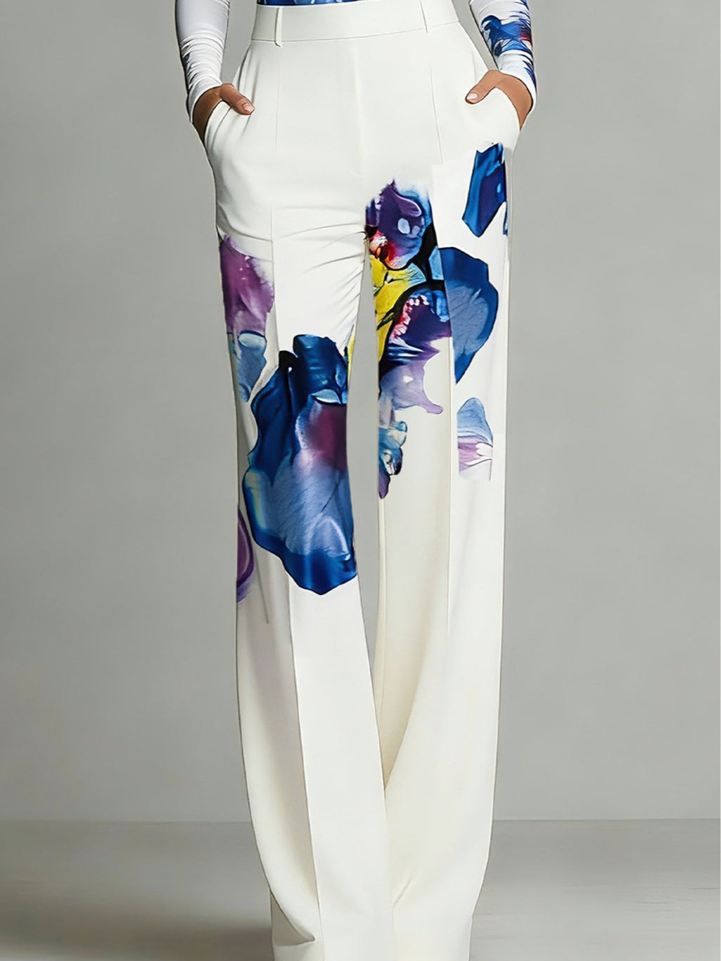 Sienna Color-Blocked Crew Neck Top and Trousers Set