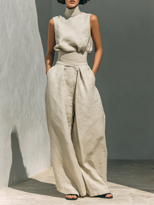 Sienna Sleeveless Top and Wide-leg Pants Set