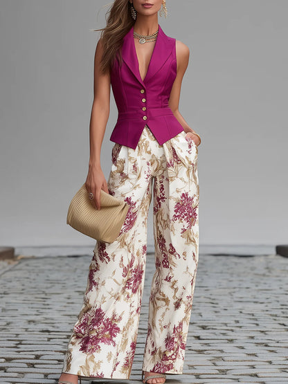 Lila Floral Print Pants Set