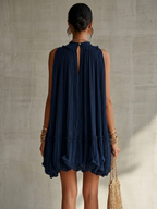 Camilla | Chiffon Mini Dress with Halter Neck and Balloon Skirt