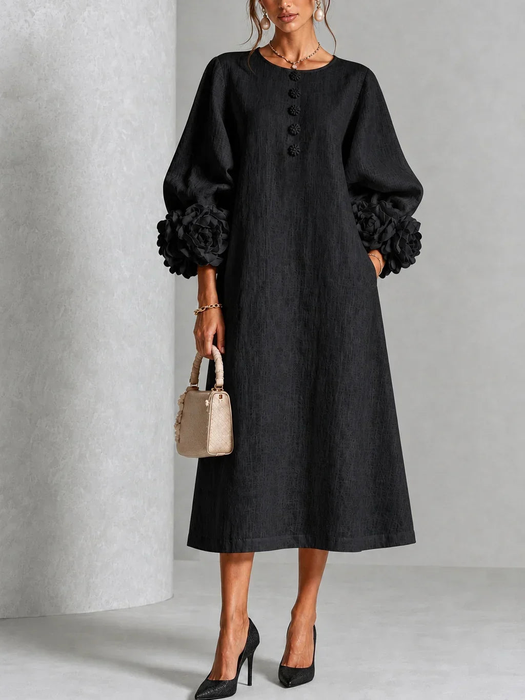 Celeste™ Floral Cuff Midi Dress