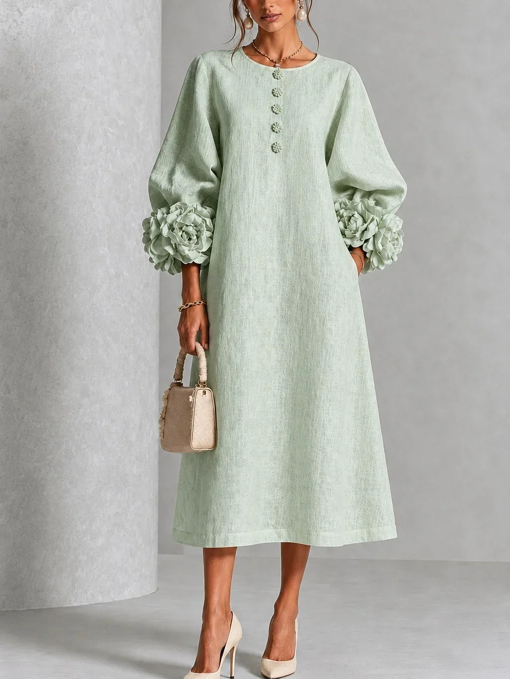Celeste™ Floral Cuff Midi Dress