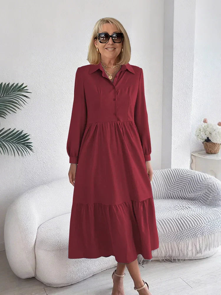 SOPHIA | ELEGANT COMFORT RUFFLE SHIRT DRESS