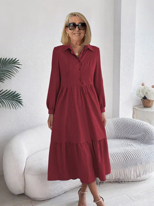 SOPHIA | ELEGANT COMFORT RUFFLE SHIRT DRESS